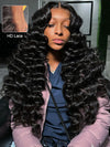 Bleached Knots Loose Deep Wave 13x4 HD Lace Frontal Wigs Crimped Human Hair - KissLove Hair