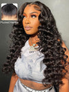 Bleached Knots Loose Deep Wave 13x4 HD Lace Frontal Wigs Crimped Human Hair - KissLove Hair