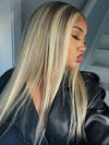 Barbie Blonde Wig With Brown Highlights Straight Hair & Body Wave 13x4 Lace Frontal Wigs - KissLove Hair