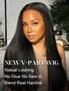 Glueless V Part Yaki Straight Hair Upgrade U Part Wig Adjustable Cap Beginner Friendly Wigs for Women