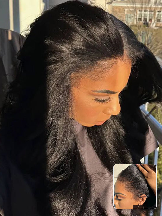 4C Wig Kinky Curly Edges Hairline 13x4 13x6 HD Lace Wig Kinky Straight Human Hair Wigs - KissLove Hair