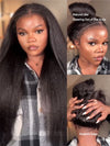 Kisslove Newborn Hairline Kinky Straight Hair Invisi-Drawstring 360 Lace Wig Pre Everything Glueless Wigs