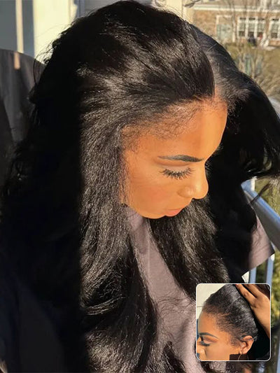 [4C Wig] Kinky Curly Edges Hairline 13x4 13x6 HD Lace Wig Kinky Straight Human Hair Wigs - KissLove Hair