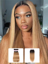 Ombre Blonde Bundles With 5x5 13x4 Lace Frontal Closure Straight Human Hair