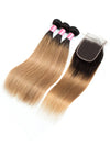 Ombre Blonde Bundles With 5x5 13x4 Lace Frontal Closure Straight Human Hair