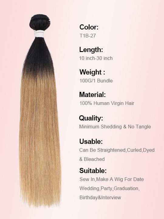 Ombre Blonde Bundles With 5x5 13x4 Lace Frontal Closure Straight Human Hair - KissLove Hair