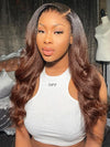 Kisslove Ombre Brown Yaki Straight Body Wave 360 Invisi-Drawstring Lace Human Hair Wigs