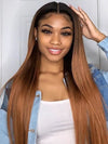 Brown Wig With Black Roots Ombre 5x5 13x4 13x6 Lace Wigs Straight Human Hair Wigs T1B/30 - KissLove Hair