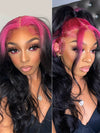 Red/Pink/Green Root Highlights 3D Body Wave Human Hair 13x4 HD Lace Wigs - KissLove Hair