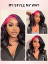 Red/Pink/Green Root Highlights 3D Body Wave Human Hair 13x4 HD Lace Wigs - KissLove Hair