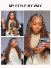 Kisslove Ombre Brown Glueless Water Wave Wig Chocolate Brown Hair Invisi-Drawstring Cap 360 Lace Wig