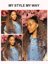 Kisslove Ombre Brown Glueless Water Wave Wig Chocolate Brown Hair Invisi-Drawstring Cap 360 Lace Wig