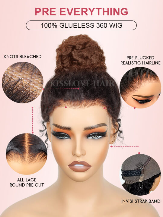 [2 Wigs 24]Silver Gray Body Wave & Ombre Dark Brown Deep Wave 360 Wig