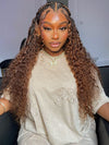 Kisslove Ombre Brown Glueless Water Wave Wig Chocolate Brown Hair Invisi-Drawstring Cap 360 Lace Wig