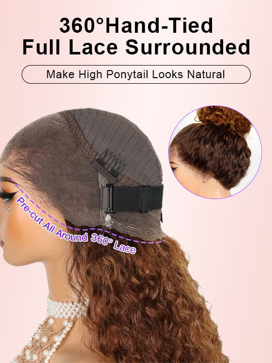 [2 Wigs 24]Silver Gray Body Wave & Ombre Dark Brown Deep Wave 360 Wig