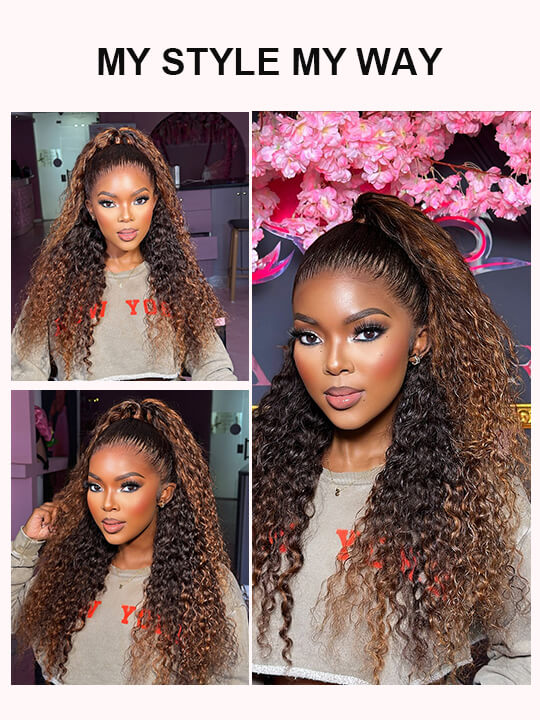[2 Wigs 24]Silver Gray Body Wave & Ombre Dark Brown Deep Wave 360 Wig