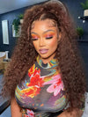 Kisslove Pre-Everything Chocolate Brown 360 Lace Wig Glueless Water Wave Human Hair Wigs