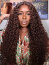 Kisslove Pre-Everything Chocolate Brown 360 Lace Wig Glueless Water Wave Human Hair Wigs