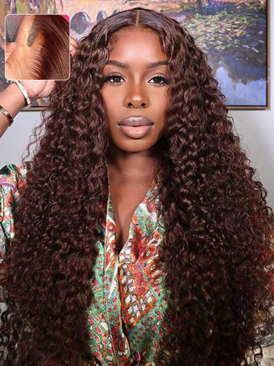 Kisslove Pre-Everything Chocolate Brown 360 Lace Wig Glueless Water Wave Human Hair Wigs