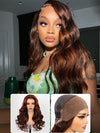 Kisslove Balayage Chestnut Brown with Ginger Highlight Body Wave Wigs Invisi Strap 360 Lace Frontal Wig