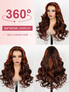 Kisslove Balayage Chestnut Brown with Ginger Highlight Body Wave Wigs Invisi Strap 360 Lace Frontal Wig
