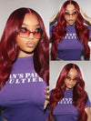 Kisslove Burgundy 360 Lace Frontal Wig Invisi-Drawstring 3D Body Wave Human Hair Wigs - Kisslove Hair