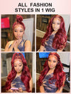 Kisslove Burgundy 360 Lace Frontal Wig Invisi-Drawstring 3D Body Wave Human Hair Wigs - Kisslove Hair