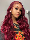 Kisslove Burgundy 360 Lace Frontal Wig Invisi-Drawstring 3D Body Wave Human Hair Wigs - Kisslove Hair