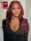 Kisslove Burgundy 360 Lace Frontal Wig Invisi-Drawstring 3D Body Wave Human Hair Wigs - Kisslove Hair