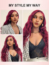 Kisslove Burgundy 360 Lace Frontal Wig Invisi-Drawstring 3D Body Wave Human Hair Wigs - Kisslove Hair