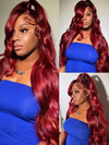 Kisslove Burgundy 360 Lace Frontal Wig Invisi-Drawstring 3D Body Wave Human Hair Wigs - Kisslove Hair
