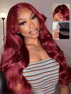 Kisslove Burgundy 360 Lace Frontal Wig Invisi-Drawstring 3D Body Wave Human Hair Wigs - Kisslove Hair