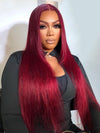 Bleached Knots Burgundy 360 Lace Frontal Wig Silky Straight Human Hair Wigs - Kisslove Hair