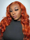 Ginger Orange Bleached Knots 360 Lace Frontal Wig 3D Body Wave Human Hair Wigs - Kisslove Hair