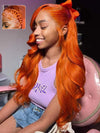Ginger Orange Bleached Knots 360 Lace Frontal Wig 3D Body Wave Human Hair Wigs - Kisslove Hair
