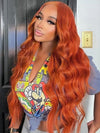 Ginger Orange Bleached Knots 360 Lace Frontal Wig 3D Body Wave Human Hair Wigs - Kisslove Hair