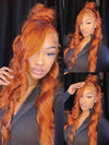 Ginger Orange Bleached Knots 360 Lace Frontal Wig 3D Body Wave Human Hair Wigs - Kisslove Hair
