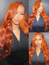 Ginger Orange Bleached Knots 360 Lace Frontal Wig 3D Body Wave Human Hair Wigs - Kisslove Hair