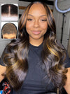 Upgraded 10x6 Parting Max Lace Closure Brown Bayalage Straight/Body Wave Glueless Human Hair Wig With Elastic Drawsting