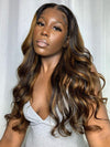 Upgraded 10x6 Parting Max Lace Closure Brown Bayalage Straight/Body Wave Glueless Human Hair Wig With Elastic Drawsting