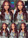Pull & Go 10x6 Parting Max Lace Closure Burgundy Straight/Body Wave Human Hair Wig With Elastic Drawsting