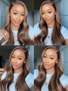 Pull & Go Quick Glueless 10x6 Parting Max Lace Closure Highlight Brown Straight/Body Wave Human Hair Wig With Elastic Drawsting