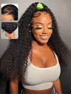 Kinky Curly Hair 13x6 Lace Frontal Wig Pull Go Drawstring Transparent Lace Frontal Wigs - KissLove Hair