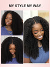 Kinky Curly Hair 13x6 Lace Frontal Wig Pull Go Drawstring Transparent Lace Frontal Wigs - KissLove Hair