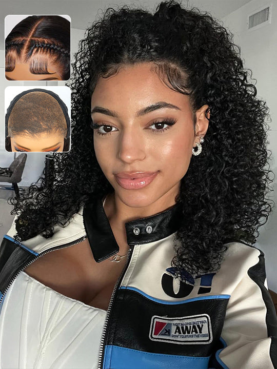 Bye Bye Knots Glueless 10x6 Parting Max Lace Closure Kinky Curly Human Hair Wig With Elastic Drawsting