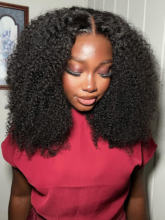 Kinky Curly Hair 13x4 HD Lace Frontal Wig Pre Plucked Pull and Go Glueless Real HD Lace Wig - KissLove Hair