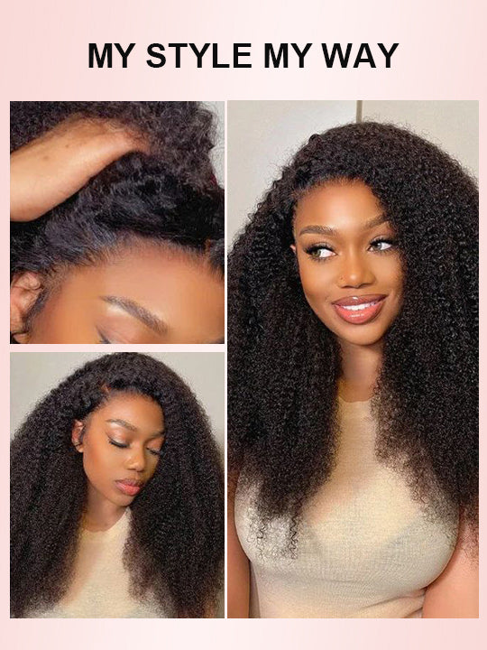 Kinky Curly Hair 13x4 HD Lace Frontal Wig Pre Plucked Pull and Go Glueless Real HD Lace Wig - KissLove Hair