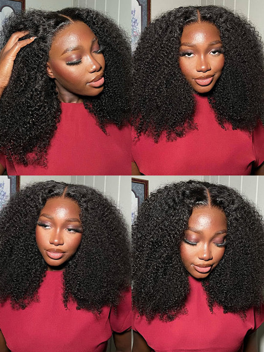 Bye Bye Knots Glueless 10x6 Parting Max Lace Closure Kinky Curly Human Hair Wig With Elastic Drawsting