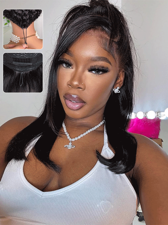 Pre-Everything 10x6 Parting Max Lace Closure Bone Straight Human Hair Wig With Elastic Drawsting