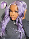 Lavender Hair Loose Body Wave 13x4 Lace Front Wig Pre Bleached Colored Human Hair Wigs